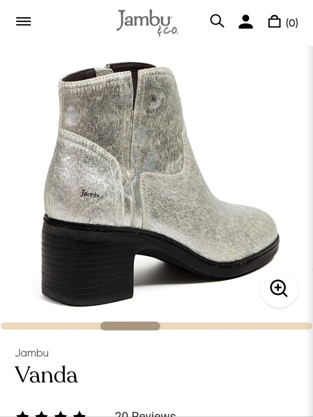 Jambu Vanda Calf Hair Silver Low Block Heel Ankle Booties